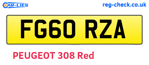FG60RZA are the vehicle registration plates.