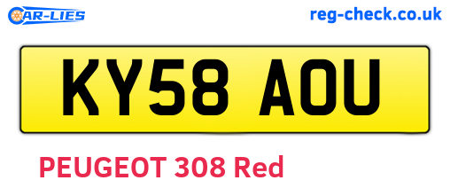 KY58AOU are the vehicle registration plates.