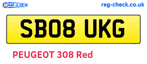 SB08UKG are the vehicle registration plates.