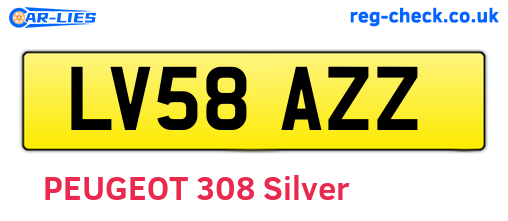LV58AZZ are the vehicle registration plates.