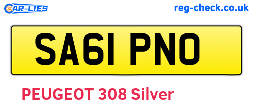 SA61PNO are the vehicle registration plates.