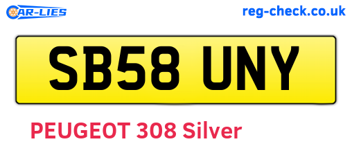 SB58UNY are the vehicle registration plates.