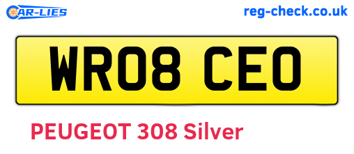 WR08CEO are the vehicle registration plates.