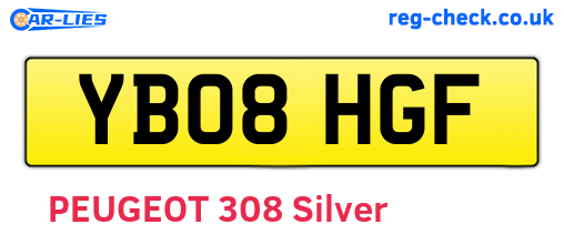YB08HGF are the vehicle registration plates.