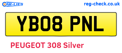YB08PNL are the vehicle registration plates.