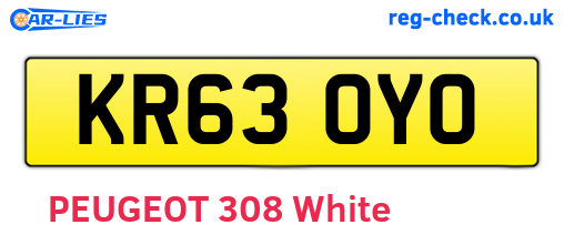 KR63OYO are the vehicle registration plates.