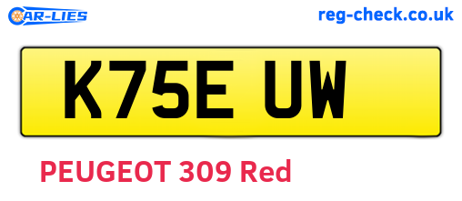 K75EUW are the vehicle registration plates.