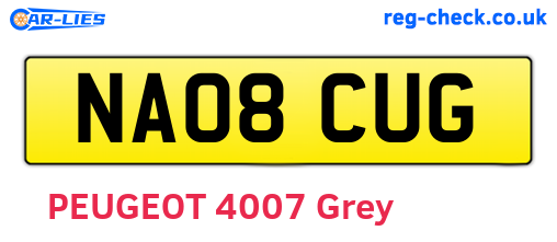 NA08CUG are the vehicle registration plates.