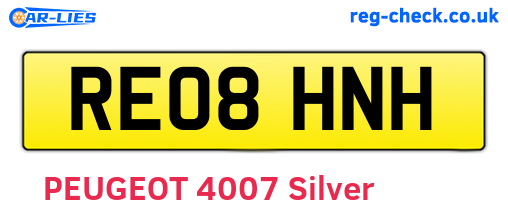 RE08HNH are the vehicle registration plates.