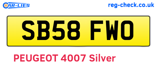 SB58FWO are the vehicle registration plates.