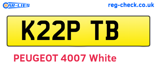 K22PTB are the vehicle registration plates.