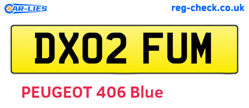 DX02FUM are the vehicle registration plates.