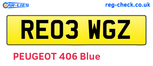 RE03WGZ are the vehicle registration plates.