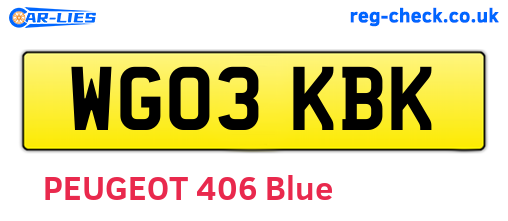 WG03KBK are the vehicle registration plates.
