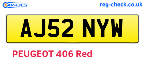 AJ52NYW are the vehicle registration plates.