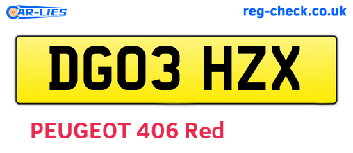 DG03HZX are the vehicle registration plates.