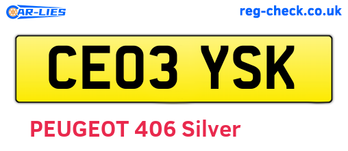 CE03YSK are the vehicle registration plates.