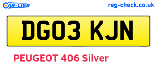 DG03KJN are the vehicle registration plates.