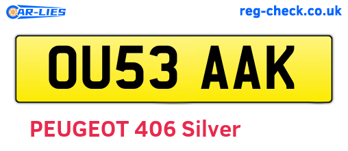 OU53AAK are the vehicle registration plates.