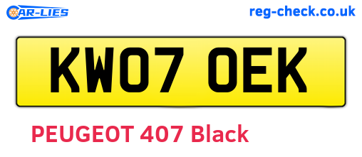 KW07OEK are the vehicle registration plates.