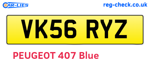 VK56RYZ are the vehicle registration plates.