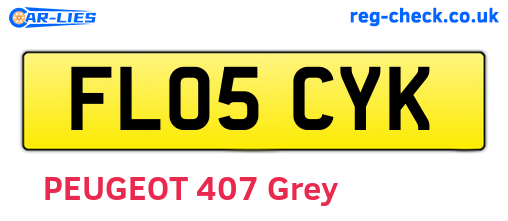 FL05CYK are the vehicle registration plates.