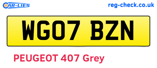 WG07BZN are the vehicle registration plates.