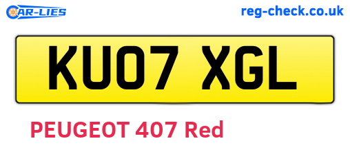 KU07XGL are the vehicle registration plates.