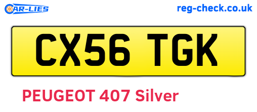 CX56TGK are the vehicle registration plates.