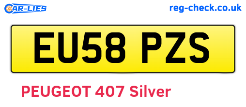 EU58PZS are the vehicle registration plates.