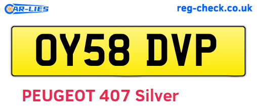 OY58DVP are the vehicle registration plates.