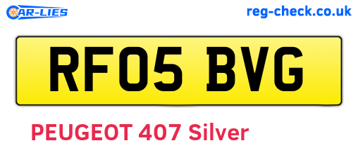 RF05BVG are the vehicle registration plates.
