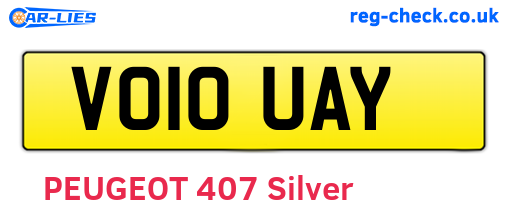 VO10UAY are the vehicle registration plates.