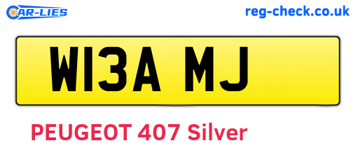 W13AMJ are the vehicle registration plates.