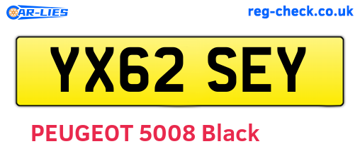 YX62SEY are the vehicle registration plates.