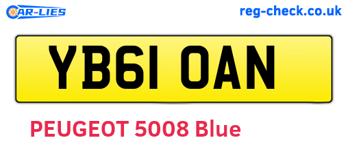 YB61OAN are the vehicle registration plates.