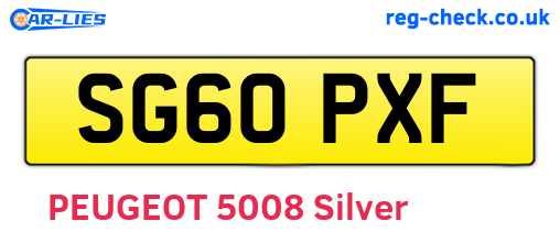 SG60PXF are the vehicle registration plates.