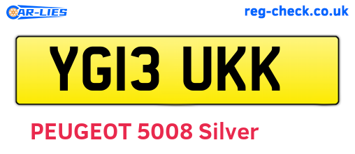 YG13UKK are the vehicle registration plates.