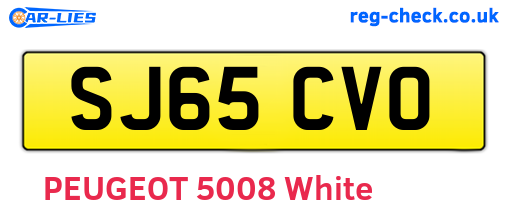 SJ65CVO are the vehicle registration plates.