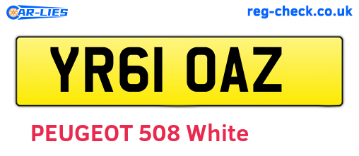 YR61OAZ are the vehicle registration plates.