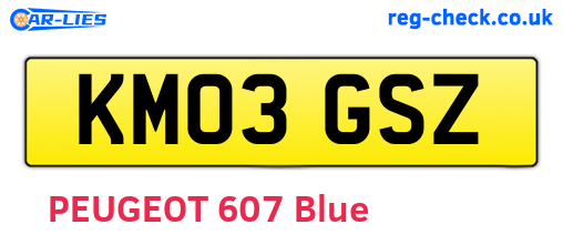 KM03GSZ are the vehicle registration plates.