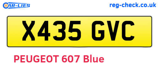 X435GVC are the vehicle registration plates.