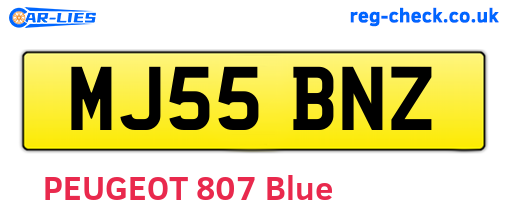 MJ55BNZ are the vehicle registration plates.