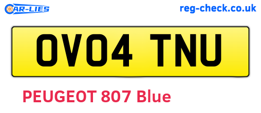OV04TNU are the vehicle registration plates.