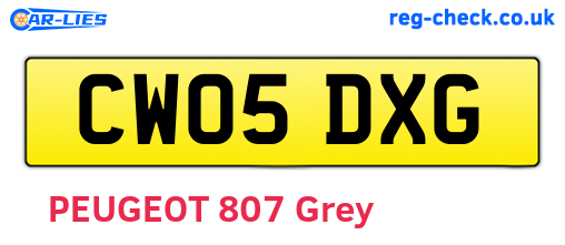 CW05DXG are the vehicle registration plates.