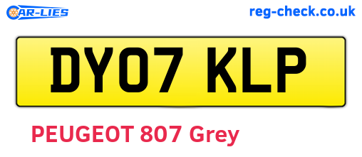DY07KLP are the vehicle registration plates.