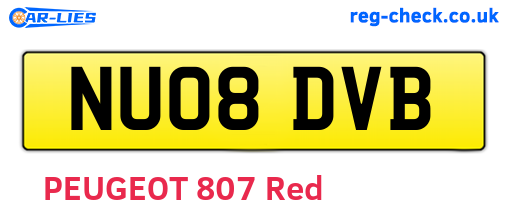 NU08DVB are the vehicle registration plates.