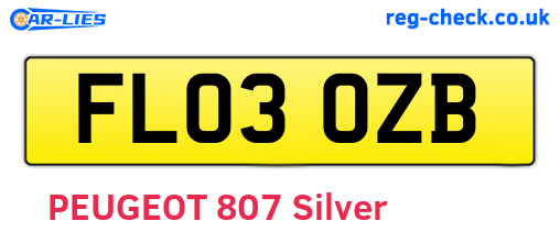 FL03OZB are the vehicle registration plates.