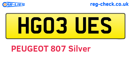 HG03UES are the vehicle registration plates.
