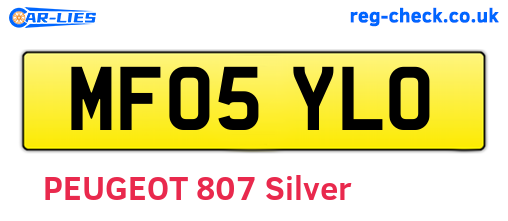 MF05YLO are the vehicle registration plates.